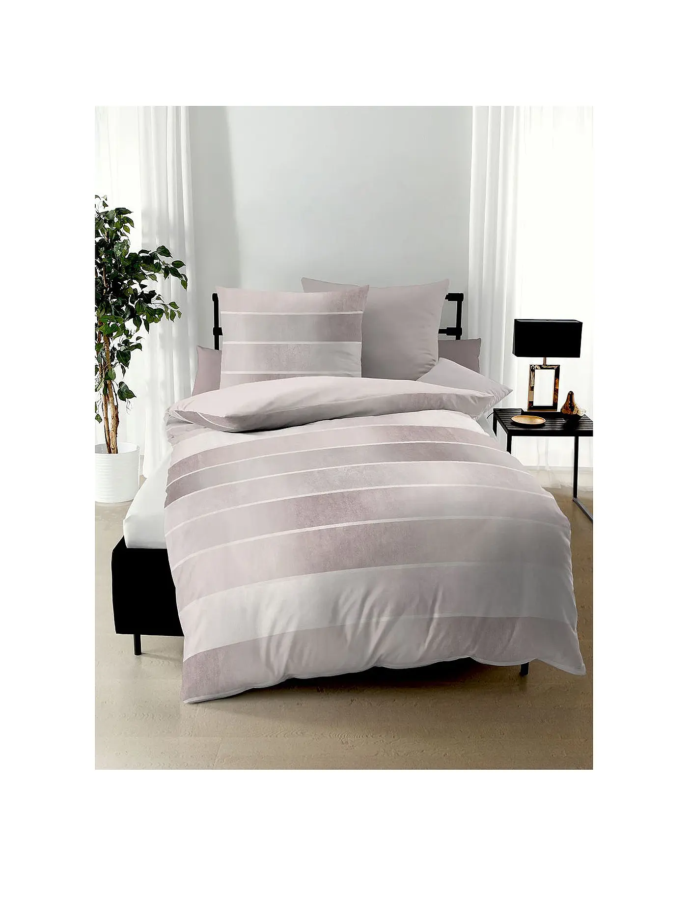 KAEPPEL | Flanell Bettwäsche 70x90cm/140x200cm TIMELESS Zinn | rosa